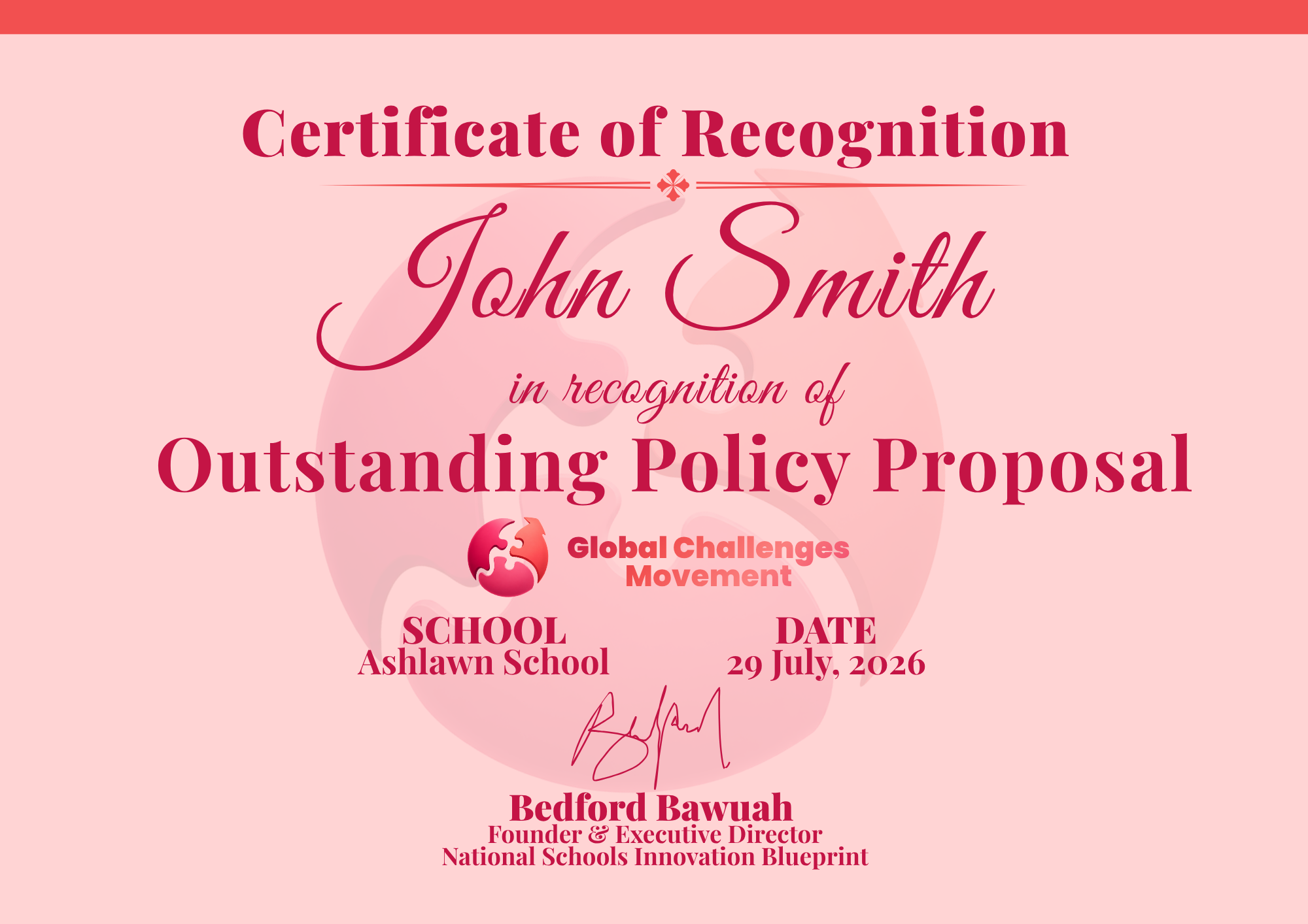 Global Challenges Movement certificate