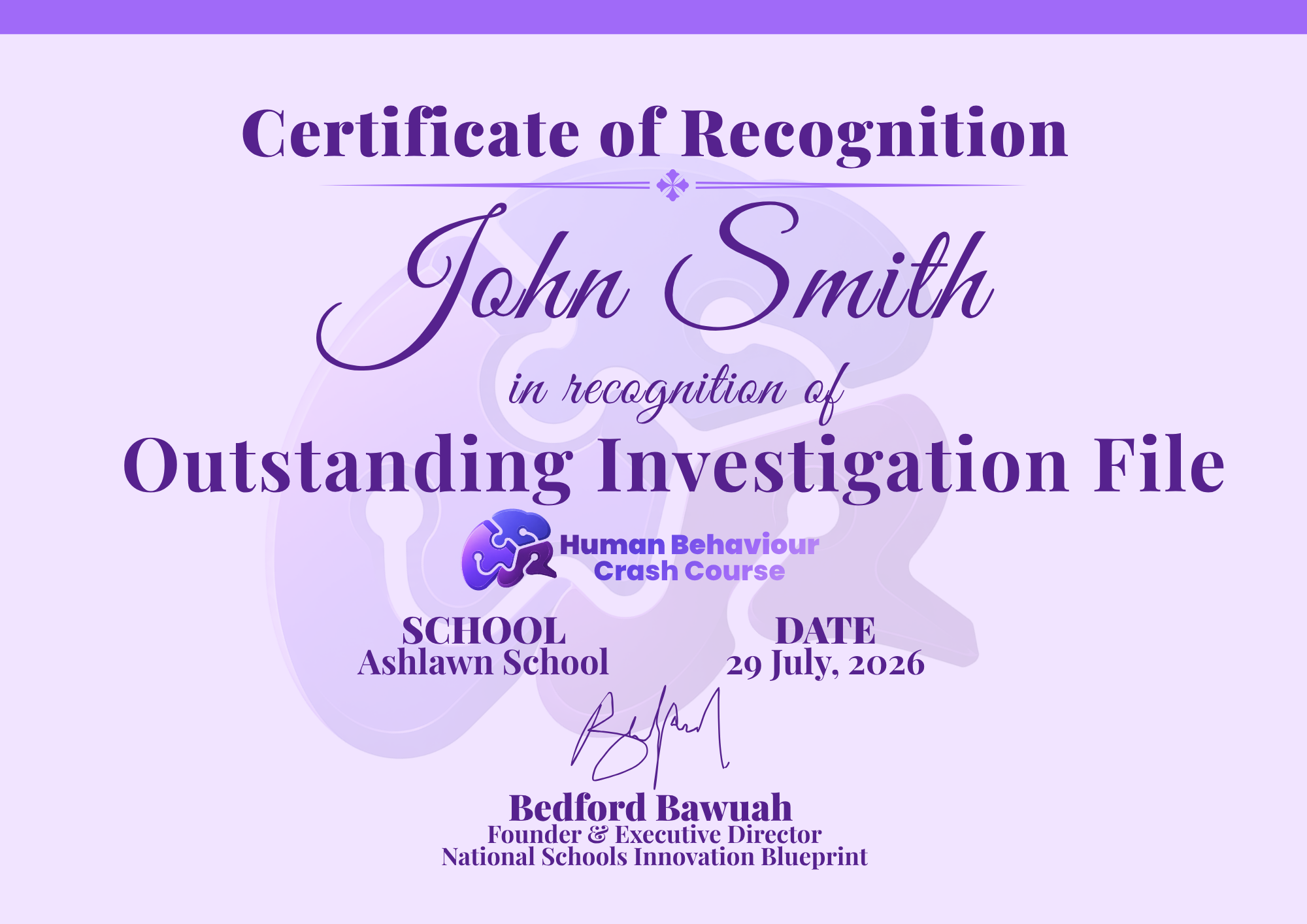 Human Behaviour Crash Course certificate